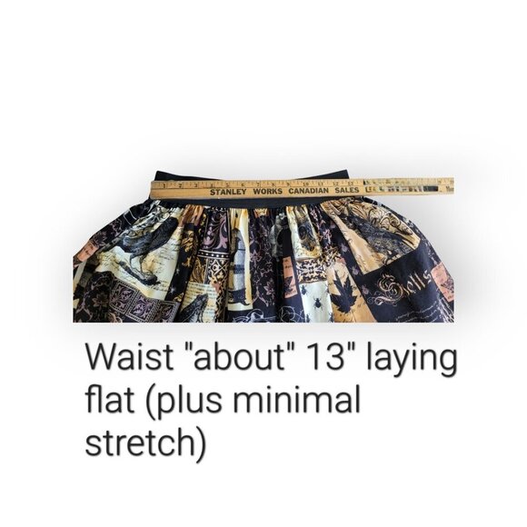 Edgar Allan Poe Gothic Skirt XS Stretch Waist - Picture 6 of 8